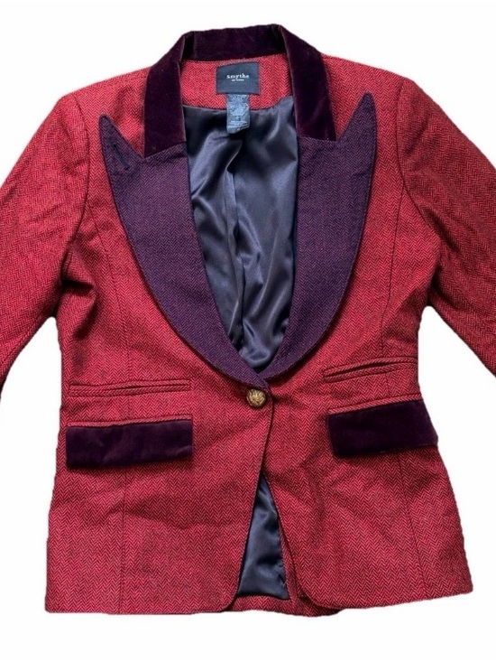 Smythe Jackets & Blazers - Smythe Red Blazer with Deep Purple Velvet Shawl Collar
